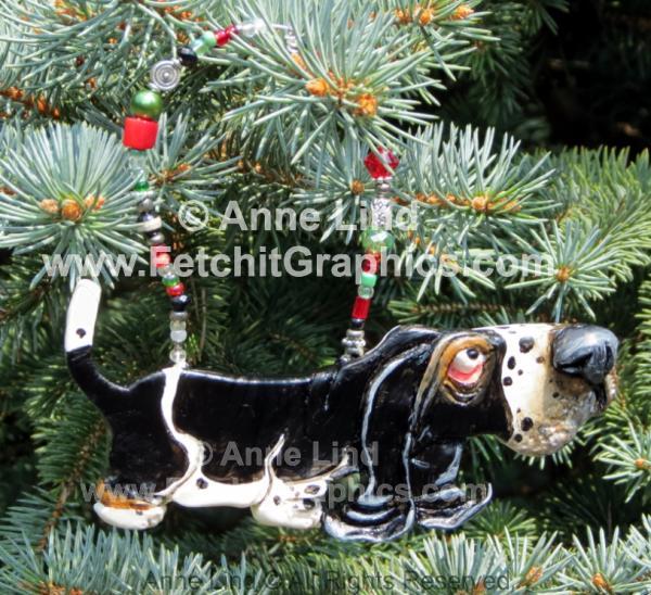 Fetchit Graphics Christmas Tree Ornaments by artist Anne Lind