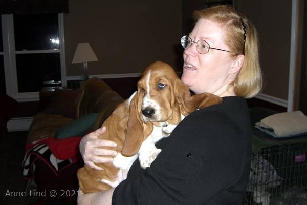 Auntie Sharon holding Noog 1st day home