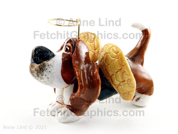 Angel Basset Christmas ornament by Anne Lind